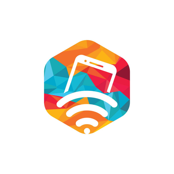 Wifi internet and mobile logo design. Mobile WiFi sharing symbol. Mobile Technology sign. - Vector, Image