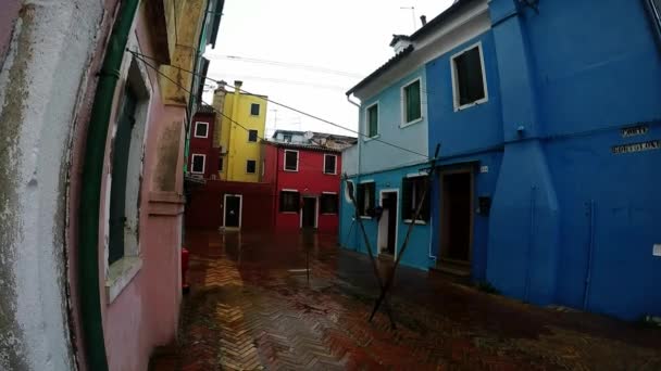 colorful buildings and houses of Burano island, Venice, Italy - Footage, Video