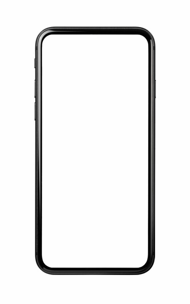 Nouveau modèle réaliste de smartphone de téléphone portable ressemblant à iphon x avec un écran blanc sur un fond blanc - Photo, image