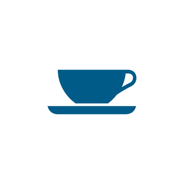 Káva pohár prázdný modrá ikona na bílém pozadí. Vektorová ilustrace modrého plochého stylu. - Vektor, obrázek