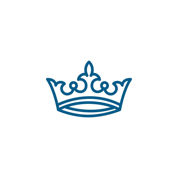 Icona Crown Line blu su sfondo bianco. Illustrazione vettoriale in stile piatto blu. - Vettoriali, immagini