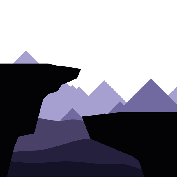 cliffs in front of purple mountains landscape vector design - Vector, Image