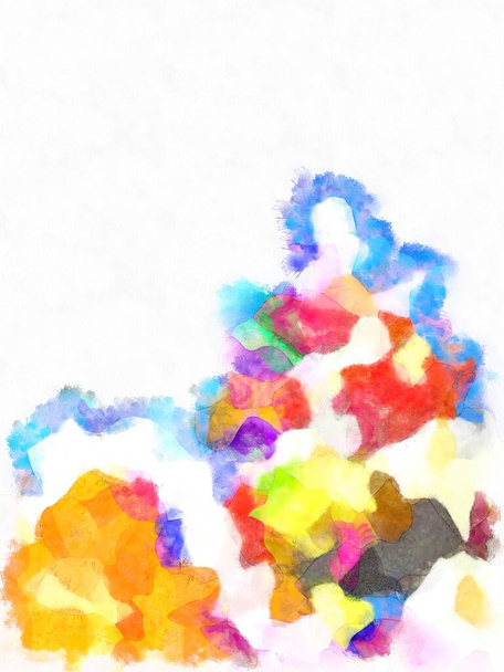 Illustratie stijl achtergrond afbeelding Abstracte patronen in verschillende kleuren Aquarel geschilderd patroon. - Foto, afbeelding