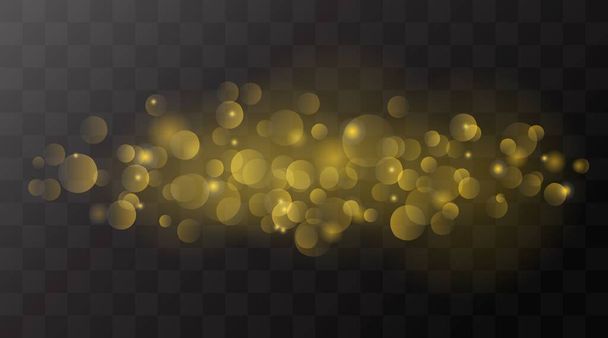 Abstract background with Bokeh light effect. Night bright texture golden or silver glitter. Festive vector sparkling luminous magical dust particles for Christmas concept vector illustration. - Vector, Image