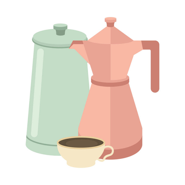 taza de café y macetas diseño de vectores - Vector, Imagen