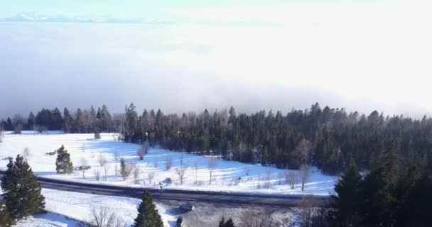 Vídeo aéreo realizado con dron en Suiza. Alpes durante el invierno. - Imágenes, Vídeo