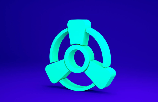 Green Car motor ventilator icon isolated on blue background. Minimalism concept. 3d illustration 3D render - Photo, Image