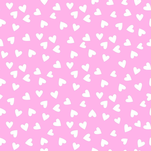 White hearts on a pink background. Seamless gentle romantic vector illustration - Vector, imagen
