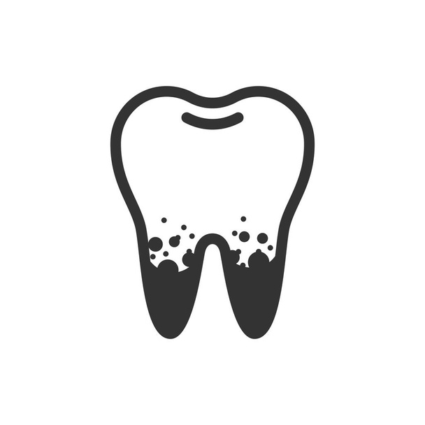 Dirty manchado dente, bonito ícone do vetor ilustração - Vetor, Imagem