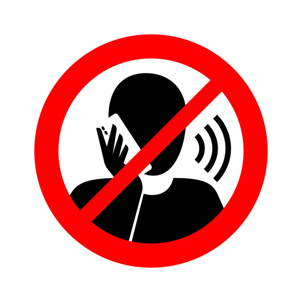 No hablar por teléfono - prohibición señal de atención - Vector, Imagen