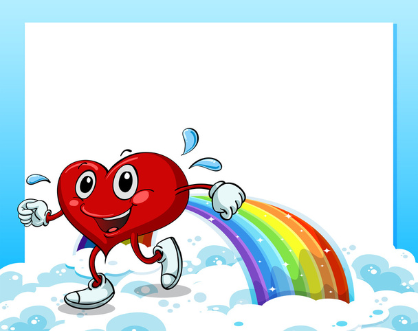 An empty template with a rainbow and a walking heart - Vector, Image