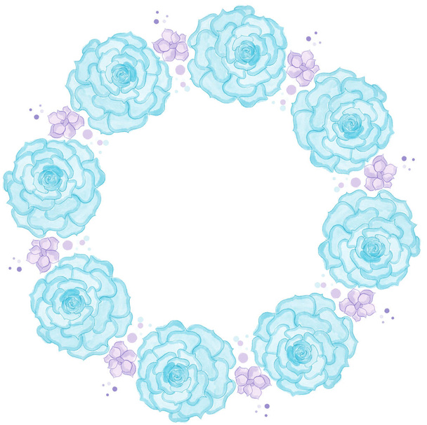 Wreath with blue and violet succulents - Foto, imagen