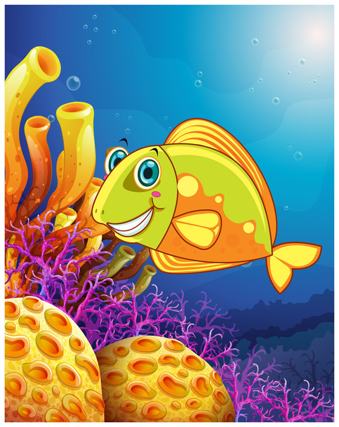 usmívající se ryby pod mořem - Vektor, obrázek