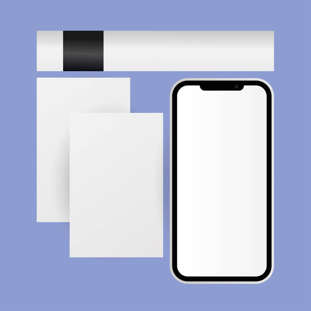 Design de vetor de smartphones e cartões Mockup - Vetor, Imagem