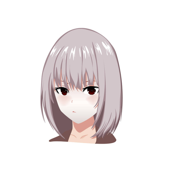 Vector anime portrait girl for web and mobile icons japan style  - Vector, Image