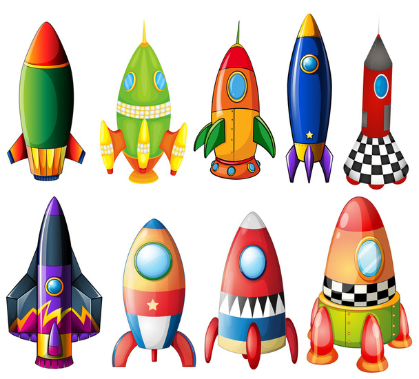 Colorful rockets - Vector, Image