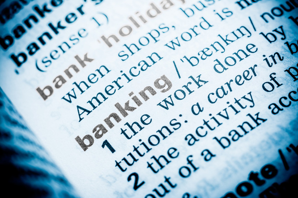 Definition von Bankwörtern im Wörterbuch - Foto, Bild