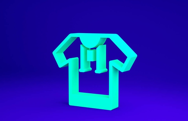 Πράσινο Κεντημένο πουκάμισο εικονίδιο απομονώνονται σε μπλε φόντο. Εθνικά Ουκρανικά ρούχα. Μινιμαλιστική έννοια. 3d απεικόνιση 3D καθιστούν - Φωτογραφία, εικόνα