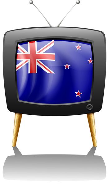 The flag of New Zealand inside the television - Vector, Image