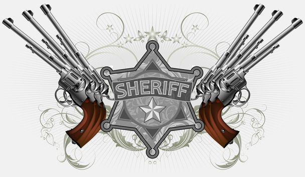 Sheriff star with guns - Wektor, obraz
