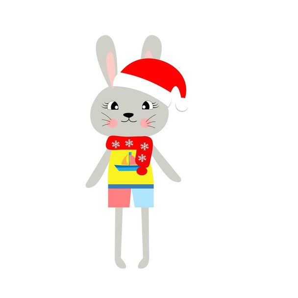 мила різдвяна тварина в капелюсі Санта, персонаж Векторні ілюстрації
 - Фото, зображення