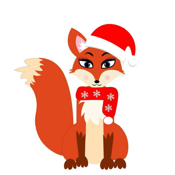 carino animale di Natale nel cartone animato cappello di Babbo Natale, personaggio vettoriale illustrazione - Foto, immagini