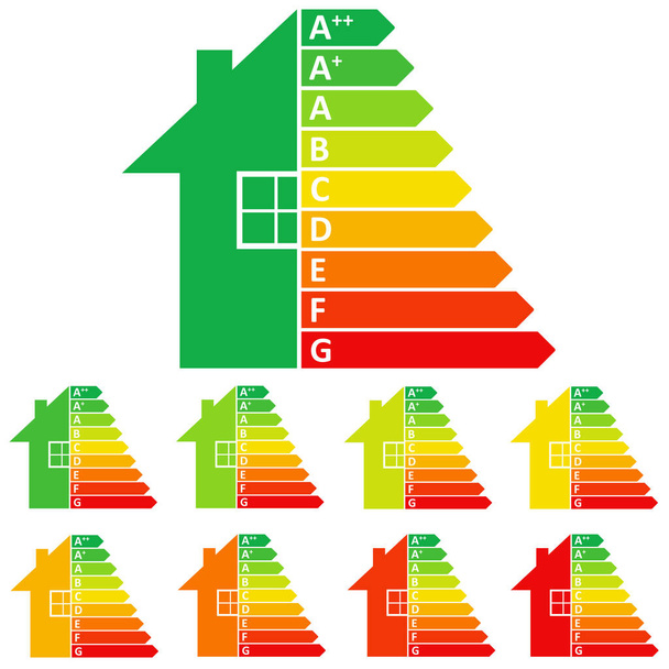 Energieeffizienz-Label Haus. Eps10-Vektorillustration. - Vektor, Bild