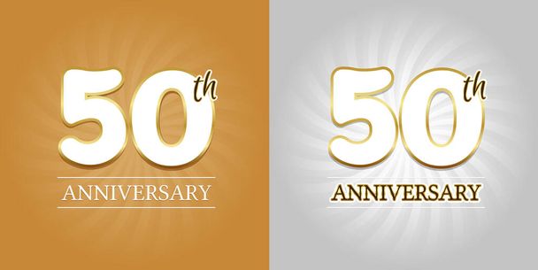 Fondo 50 Aniversario - 50 años Celebración de oro y plata. Eps10 Vector. - Vector, imagen