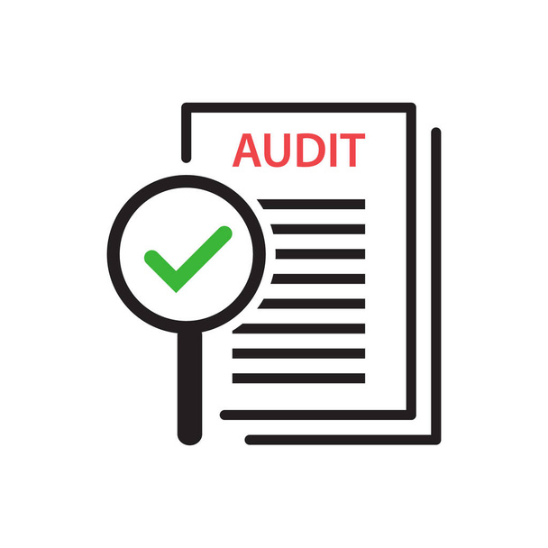 Audit icon vector magnifying glass like check assess. verify service critique process, scrutiny plan for graphic design, logo, web site, social media, mobile app, ui - Vector, Image