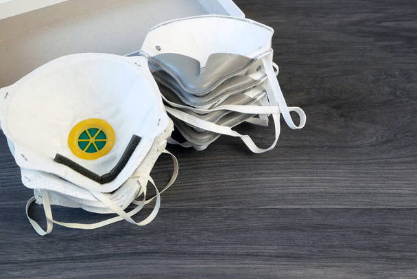 Respirators with high protection level. Protection against coronavirus. Respritor productuion, packing  - Photo, Image