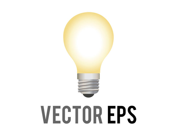 El vector aislado bombilla eléctrica icono bombilla incandescente con una base de plata con suave, brillo blanco amarillo - Vector, Imagen