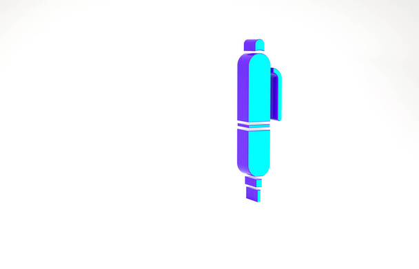 Icono de Turquoise Pen aislado sobre fondo blanco. Concepto minimalista. 3D ilustración 3D render - Foto, Imagen