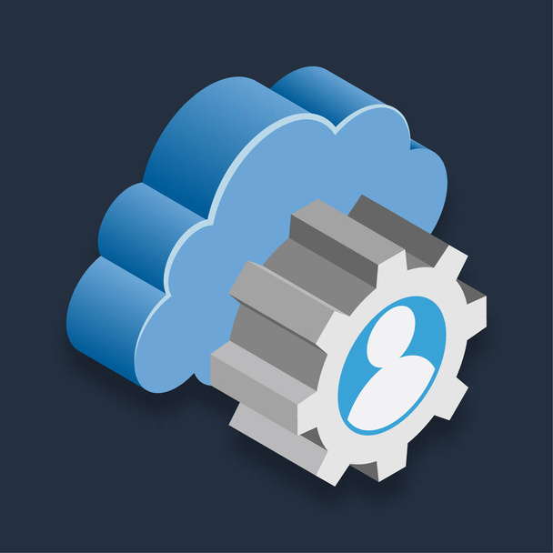 Cloud Account - Izometrikus 3D-s illusztráció. - Vektor, kép