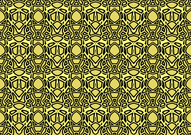Abstrakter Hintergrund mit Ornament aus wiederholten Mustern in Gelb- und Schwarztönen, buntem Hintergrund für Poster, Innenarchitektur, Aufkleber, - Foto, Bild