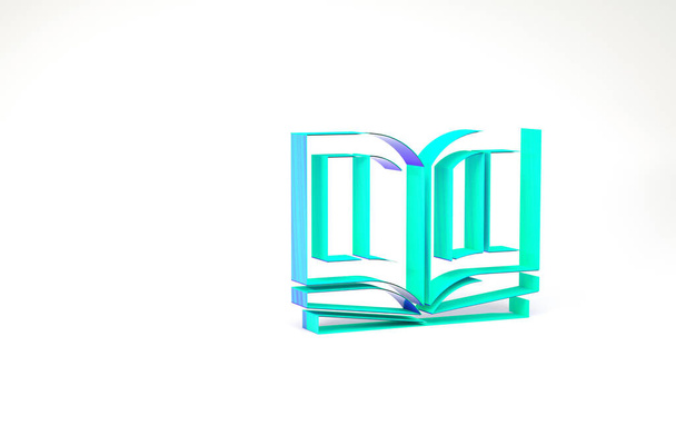 Icono de libro de la Biblia Santa Turquesa aislado sobre fondo blanco. Concepto minimalista. 3D ilustración 3D render - Foto, Imagen