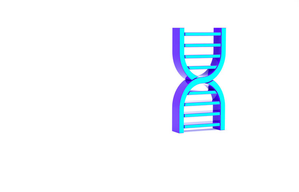 Icône symbole ADN turquoise isolée sur fond blanc. Concept de minimalisme. Illustration 3D rendu 3D - Photo, image