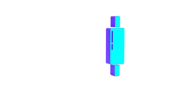Türkiz Rolling pin ikon elszigetelt fehér alapon. Minimalizmus koncepció. 3d illusztráció 3D render - Fotó, kép