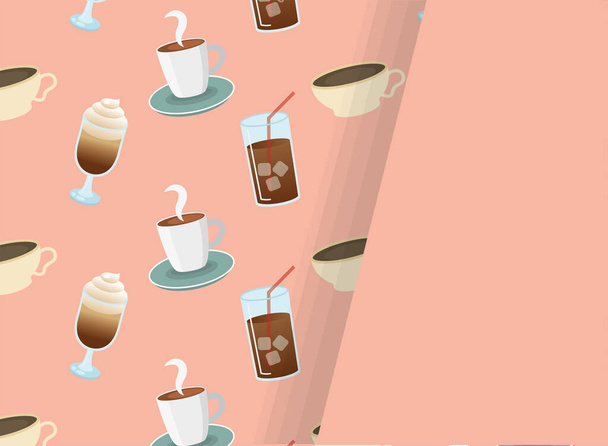 vasos de café helado y tazas de fondo con espacio para el diseño de vectores de texto - Vector, Imagen