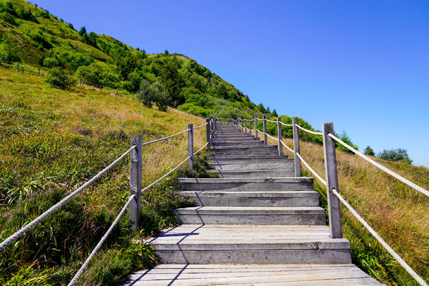 escalier sentier en bois sur la montagne - Photo, image
