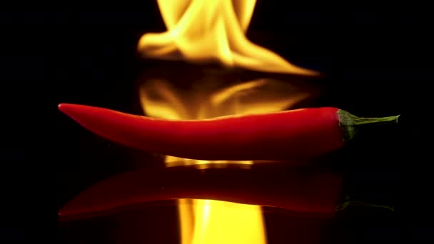 Hot red chili pepper flames burn - Footage, Video