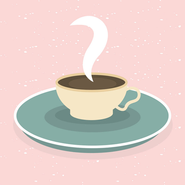 taza de café sobre fondo rosa vector de diseño - Vector, Imagen