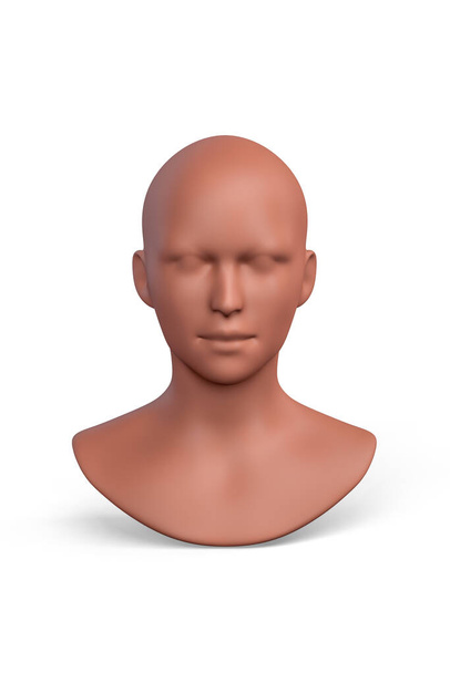 Манекен с женской головой - вид спереди изолированный на белом - 3D рендеринг - Фото, изображение