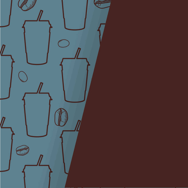 tazas de café y frijoles de fondo con espacio para el diseño de vectores de texto - Vector, Imagen