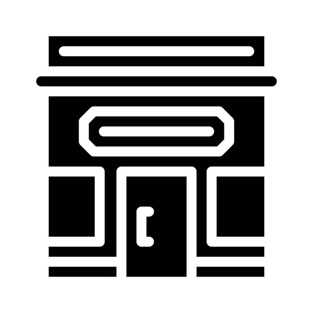 winkel gebouw glyph pictogram vector symbool illustratie - Vector, afbeelding