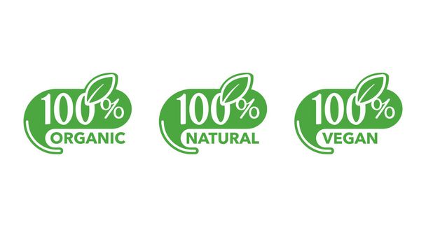100 icônes naturelles, 100 bio, 100 végétaliennes - Vecteur, image