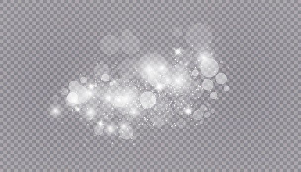 透明な背景に多くのキラキラした粒子で光の効果を発揮します。塵とベクトル星空の雲。魔法のクリスマスの装飾 - ベクター画像