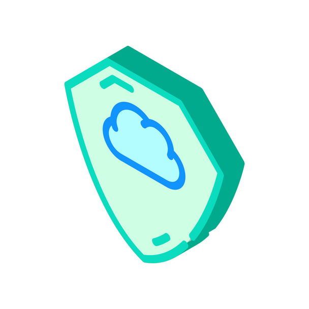 cloud storage protection shield isometric icon vector illustration - Vector, Image