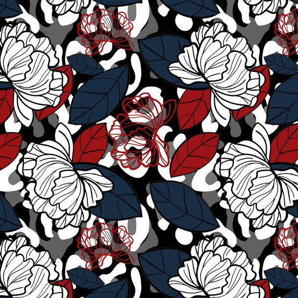 Diseño de estampado de leopardo y flores, fondo de ilustración para tela y textiles  - Foto, Imagen