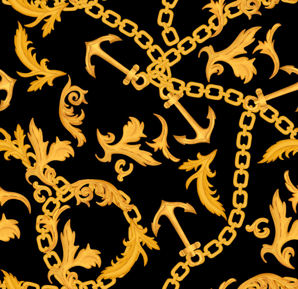 Дизайн цепей, барокко и якорных узоров для ткани и текстиля  - Фото, изображение