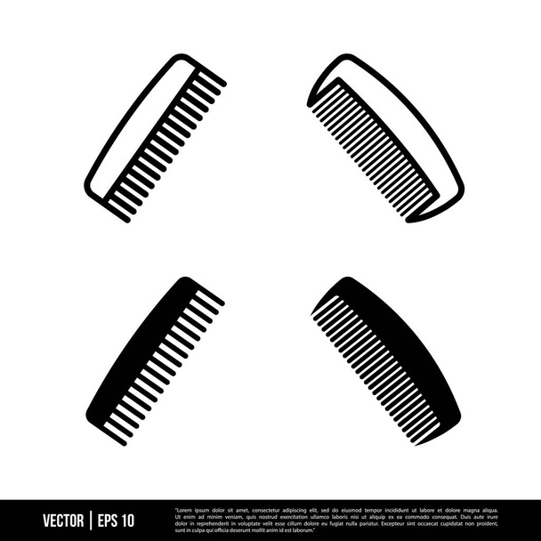 set of combs icons isolated on white background, vector illustration - Vector, Image